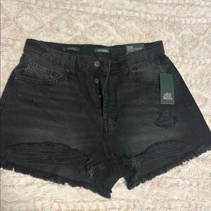Wild Fable Black Jean Shorts Distressed Frayed Hem